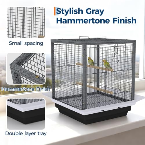 Garvee Small Bird Cage with Playground Stand, 20 Inch High Travel Bird Cage for Parrot, Parrot Carrier for Parakeet, Cockatiels, Budgies Medium Small Sized Birds