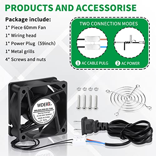 EC 60mm x 25mm Mini Muffin Fan Axial AC 110v 120v 220v 240v Dual Ball for DIY Small Electronic Equipment Cooling Doorways Ventilation Exhaust Projects - style: 60mm x 25mm