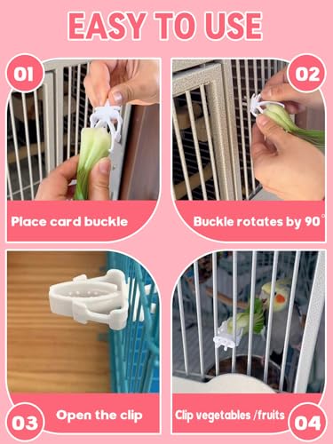 2 Pcs Bird Food Bowl Small Ceramic Bowls for Birds Parakeet Food Bowl Parrot Feeding Cups, Bird Cage Feeder with 2 Plastic Feeding Clips for Parakeets Conure Cockatiels Lovebird Budgie (Pink) - color: Pink