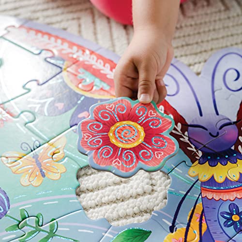 Peaceable Kingdom Jumbo Butterfly Floor Puzzle 53 Pieces | A 53-piece floor puzzle that builds focus and patience. Includes corded Handle for Easy Carrying. Ages 5+. - style: Butterfly