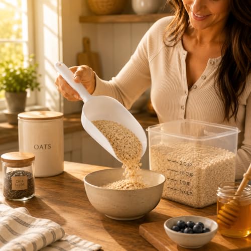 Handy Housewares Jumbo Plastic Scoop - 12" Large Food Scoop for Flour, Sugar, Cereal, Pet Food, Gardening