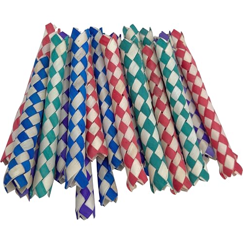 702 Pk24 Chinese Finger Traps for Birds - Shredding & Foraging Fun for Parrots, Parakeets & Cockatiels. Safe Chew Toys & Foot Toys for Conures, Budgies, Macaws. DIY Cage Accessories Parts