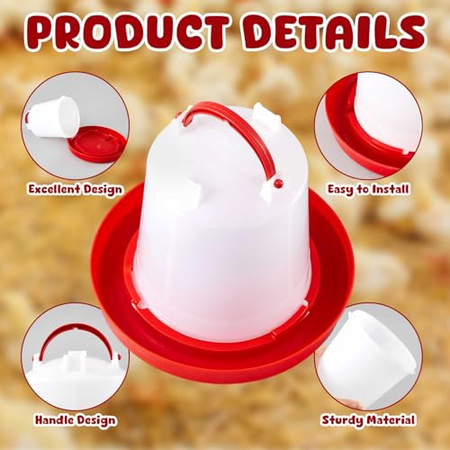 10 Pack Chick Feeder and Drinker 1-Quart Capacity for Small Poultry - 5 Pcs 2.2 lb Chicken Feeders and 5 Pcs 1L Chicken Drinkers for Ducks, Geese, Turkeys, Coop Brooder Use, Easy-Fill Design