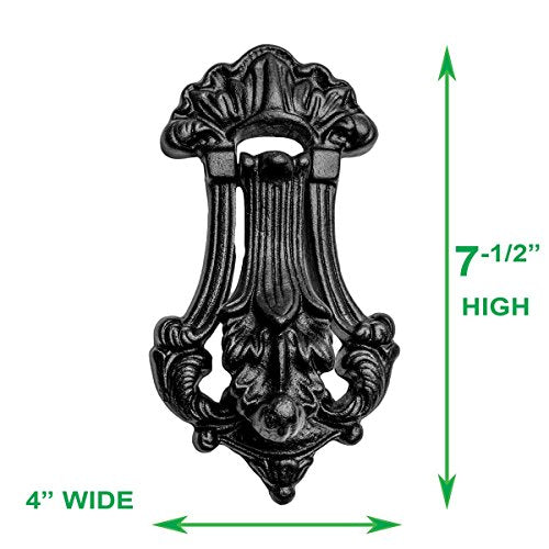 Renovators Supply Manufacturing Door Knockers for Front Door 7.5 in. Black Cast Iron Traditional Door Knocker with Mounting Hardware - color: Black Leaf