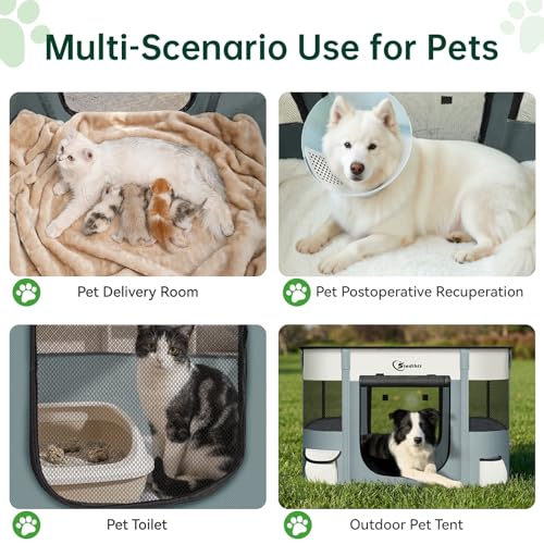 Siedihit 35" Dog Playpen,Cat Puppy Pen, Pet Portable Crate Indoor Outdoor | Durable Travel Camping Use,Foldable Dog Kennel Tent Cage for Rabbit Small Animals with Carrying Case (Grey, Large) - color: Grey, size: Large