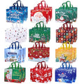 Bszatan Christmas Gift Bags with Handles,24 Pack Large Reusable Tote Bags,Non-Woven Christmas Bags for Wrapping Xmas New Year Party Favors, 12.8"x9.8"x6.7" - color: Christmas Bag 24 PCS