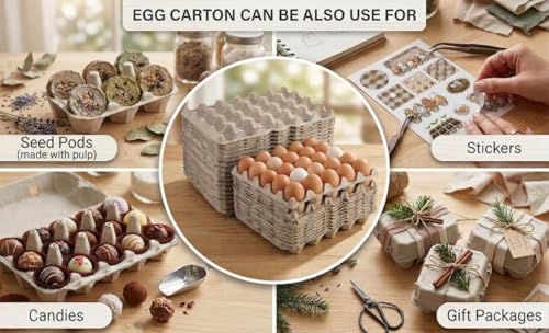 Egg Flat Cartons 30 Count, Pulp Fiber Egg Flats Bulk, Stackable Egg Trays for Farm Storage, Shipping & Packaging, Biodegradable & Recyclable Egg Carton Trays (Pack of 15)
