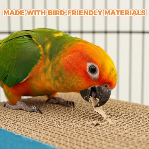 7.9 Inch Shreddable Bird Cardboard Platform, Foot Grinding and Chew Toy for Parrot Cages, Cage Mounted Paper Toys for Budgies, Lovebirds, Cockatiels & Conures, Supports Beak Health