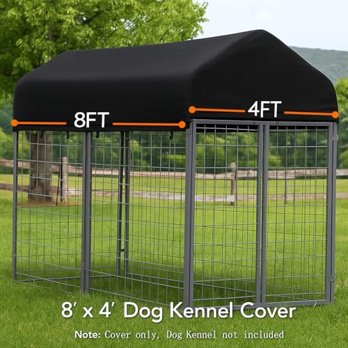 Outdoor Dog Kennel Cover 8'Dx4'W UV Resistant Waterproof Full Coverage for Dog Kennel Replacement Cover - color: 8'Lx4'W