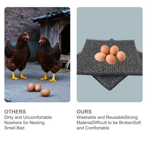 Nesting Pads for Chicken Coop, 12 x 12 inch Plastic Chicken Nesting Boxes Pads Coop Accessories for Chicken Hen Box Laying Eggs, Gray (2)