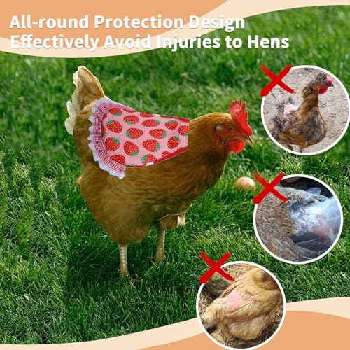 JINGYAN 5-Pcs Pet Chicken Apron Set with Elastic Shoulder Straps-Waterproof Printed Vest Wing Back Protector for Hen PoultryProtection Equipment Accessories