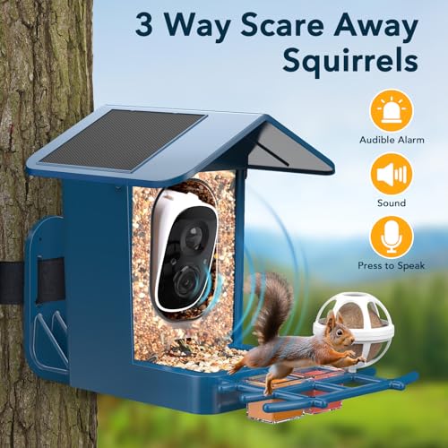 PeckCam® Bird Feeder with Camera Solar Powered 2K Live Video Auto Capture | AI Bird Species Identification, Instant App Alert, IP65 Waterproof, Easy Setup, Backyard Bird-Watching, Gift for Bird Lovers - color: Blue