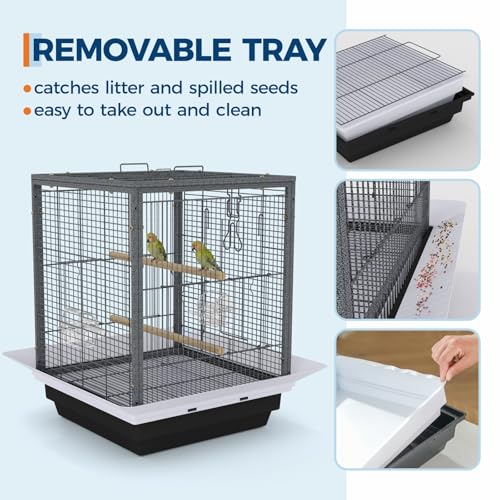 Garvee Small Bird Cage with Playground Stand, 20 Inch High Travel Bird Cage for Parrot, Parrot Carrier for Parakeet, Cockatiels, Budgies Medium Small Sized Birds