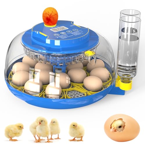 Incubator for Hatching Eggs with Automatic Egg Turning & Temperature/Humidity Control, 18 Egg Incubator for Chicken/Quail/Duck/Goose Eggs - color: Glacier Blue