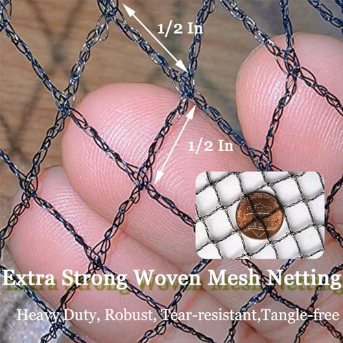 Bird Netting 30x30 Ft, 1/2In Mesh Garden Bird Netting, Fruit Tree Netting | Heavy Duty Woven Mesh Garden Netting, Pest Barrier for Plants & Blueberry, Animal Mesh Fence Against Birds, Deer, Poultry - size: 30x30ft-1/2in mesh