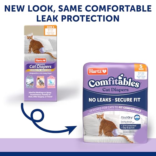 Hartz Comfitables Cat Diapers, Size S 16 Count, Comfortable & Secure Fit, Easy to Put On - size: Small