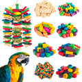 Shappy Large Bird Toy Making Kit, 228 Pcs DIY Parrot Toys Supplies, Natural Wood Chewing Blocks Beads Rope Bell Set for Macaw, Cockatiel, African Grey, Parakeet Cage Enrichment