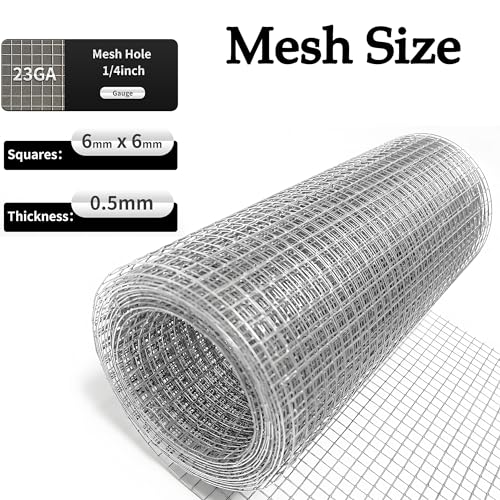 Hardware Cloth 1/4 inch 4" x10ft 23G,Chicken Wire,Welded Wire Mesh Roll | Hot-Dip Galvanized After Welding,Heavy Duty for Chicken Run, Rabbit Fence, Garden Protection, Poultry Netting