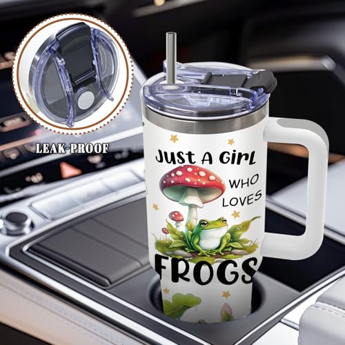 DUUV Frog Tumbler 40oz, Cute Frog Cup Gifts for Women Girls | Just a Girl Who Loves Frogs Tumbler Leakproof, Animal Water Bottle, Birthday Ideal Gifts for Amphibian Toad Lover, 1 Pack - color: Mushroom Frog