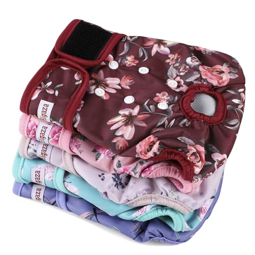Washable Reusable Female Dog Diapers(5 Pack) Small Medium Large Doggie Puppy & Doggy Dog Diaper, Period Panties in Heat Large Butterflies and Dragonflies - color: Butterflies & Dragonflies, size: Large
