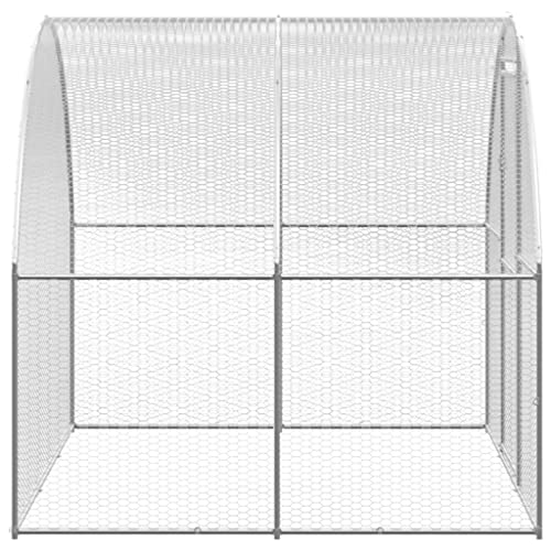 Large Galvanized Steel Chicken Coop 118x118x79 in Weatherproof Walk-in Poultry Run Hen House with Rectangular Frame for Backyard Farms, ranches and Gardens - color: Silver, size: 118.1 x 118.1 x 78.7 in. (W x L x H)