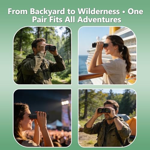 10x42 Binoculars for Adults, 26mm Large Eyepieces 14mm Long Eye Relief for Eyeglass Wearers, BAK4 Prism FMC Lens Life Water Resistant Compact Binoculars for Bird Watching Hunting Hiking Travel
