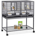 Yaheetech 41.5" Stackable Divided Breeder Breeding Parakeet Bird Cage for Canaries Cockatiels Lovebirds Finches Budgies Small Parrots with Rolling Stand, Black - color: Black