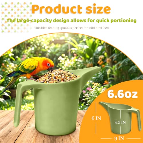 2 Pcs Bird Seed Scoop,Large Capacity Pet Food Scoop,Narrow Spout Design,Durable Material for Tube Feeders, Bird Feeders,Small Animal Cages Perfect for Bird Owners and Pet Lovers (Green)