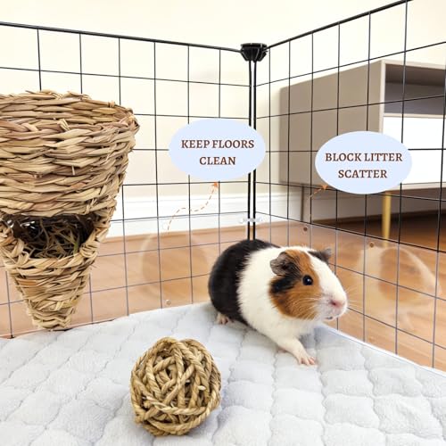 12 Pcs Clear Cage Guard, 13.8"x4.7" Scatter Guard for C&C Cages | Flexible Cage Liner with Zip Ties & Personalized Letter Stickers, Fits Rabbit Guinea Pig, Metal Wire Playpen, Cage Accessory - size: 13.8" x 4.7" (12 PCS, 8 Holes)