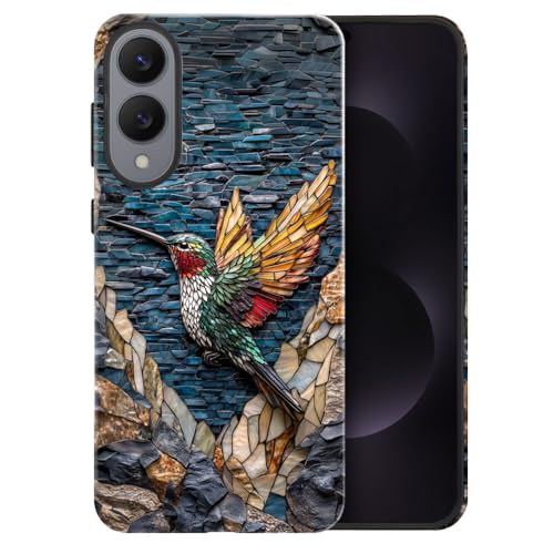 Compatible with Samsung Galaxy S25 Edge Case,Glossy Case All-Round Protection Shockproof Anti-Scratches TPU Cover,Cases for Man Woman-Hummingbird Stained Glass - color: Hummingbird Stained Glass, size: Galaxy S25 EDGE