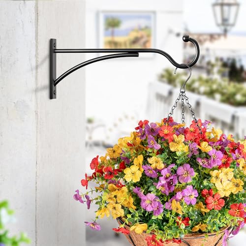 8 Inch 2 Pack Heavy-Duty Metal Plant Hanger Hooks, outdoor, Matte black | 30 lb capacity | For bird feeders, flower baskets, wind chimes, lanterns| Black | outdoor | Wall-mounted | Heavy Duty - size: 8 in, 2 pk