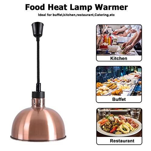Hanging Food Heat Lamp Overhead Food Lamp Warmer Food Light (Dia 29CM(Copper))