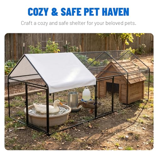 NUGRIART Metal Chicken & Duck Coop with Run – 79”x40”x40” Waterproof Poultry Cage, Portable Chicken Run, Ideal for Chicks, Hens & Ducks - size: 79"L x 40"W x 40"H
