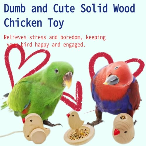 All-Natural Wood Parrot Foraging Toy Mental Stimulation Puzzle for Macaw, Cockatiel, Parakeet to Prevent Boredom Anxiety Interactive Bird Toy (Small, Bird Wobble Wiggle)