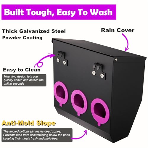 CluckRoots No Waste Quail Feeder, 3 x 1.5'' Ports for Adult Coturnix Quail | Outside-Hanging Metal Feeder for Wire Cages Hutch Pen to Save Space, No Spill No Mess for Japanese Jumbo Pharaoh Quail - size: 8 Inch