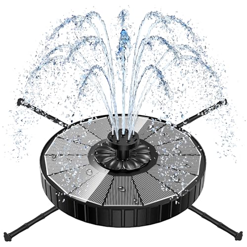 Yzert Solar Fountain, 3-Level Adjustable Water Height, 3.5W Glass Powerful Outdoor Fountain Pump with Rotating Rods & 7 Nozzles for Bird Bath, Garden, Pond, Patio, Flower Pot (2026 Model, Black) - color: Black