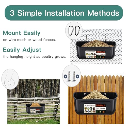 Terminalia Hanging Chicken Feeder Duck Waterer, 2.6 Quart Medium Capacity, No Spill Poultry Feeder Waterer for Backyard Chicken Duck - color: 2Green