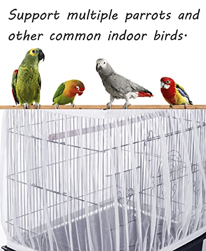 Tamu style Bird Cage Seed Catcher, Stretchy Mesh Skirt, 55-100 inch, White | Stretchy bird cage cover with nylon netting; breathable net catches seeds and feathers while allowing airflow and light. - color: White
