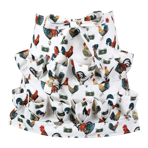 Egg Collecting Apron, 12 Pouches Chicken Egg Apron | Farmhouse Aprons for Chicken, Duck, Goose, Poultry Collection - color: Grass-nest Chicken, size: 49*52cm