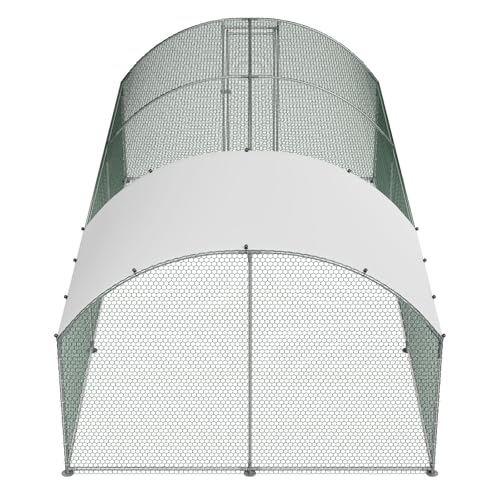 VEVOR Large Metal Chicken Coop with Run, 19.6 x 9.8 x 6.5 ft Walkin Chicken Coop for Yard with Waterproof Cover, Dome Roof Large Poultry Cage for Hen House, Duck Coop and Rabbit Run - size: 118.1"L x 236.2"W x 78.7"H