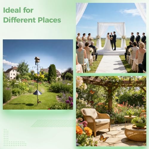 92 in Bird Feeder Pole with Squirrel Proof, Heavy Duty Bird Feeding Station | Standing Bird Feeders for Outdoors with Water Bowl & Mesh Tray, Adjustable Tall Feeder Stand for Plants, Lanterns