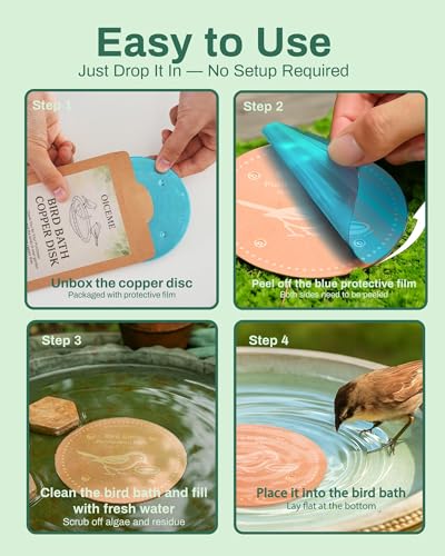 OICEME Bird Bath Purification Disk Pure Copper Outside Winter Solar Power Birdbath Hanging Bowl Pedestal Humming Feeder Fountain Cleaner Outside Dispenser Heater Garden Small Large Accessories 4pcs - color: Copper 4PCS Flowers＆Birds