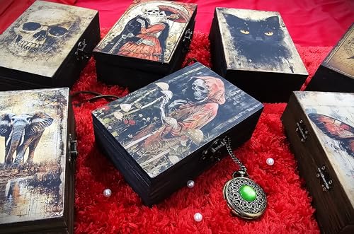 RK Collections Gothic Celestial Black Magic Wooden Boxes (Skeleton) - style: Skeleton