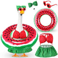 Bikini Porch Goose Outfits with Sunglasses and Swimming Tube for 23" Summer Goose Costume Garden Patio Statue Decor(Watermelon) - style: Watermelon