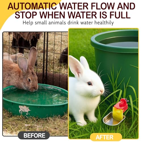 8 Pack Heavy Duty Auto Fill Metal Chicken Waterer Cups, Stainless Steel Freeze Leak Proof Poultry Rabbit Watering System Fits 5 Gallon Bucket and 3/8'' Hole Saw(Oval Style) - style: Oval Style