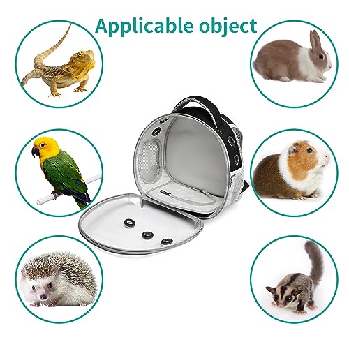 Portable Travel pet Backpack Carrier Hamster Bag Guinea Pig Bird Small Dog cat Turtle Carrier Rabbit Cage Squirrel Bearded Dragon Breathable Hangbag (Black) - color: black