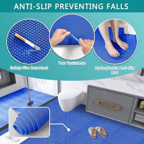 WochiTV Non Slip Drainage Mats PVC Pool Floor Mat 0.23'' Thick Outdoor Indoor Parking Space Mat for Bathroom Garage Basement Backyard Commercial Kitchen 3x3.3Ft Blue - color: Blue, size: 3 x 3.3 ft