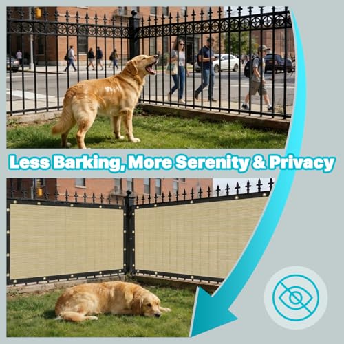 Amgo 90% UV Block Sun Shade Cloth for Dog Kennel Cover, 2' x 4' Beige Pet Playpen Sunshade with Grommets, Durable Mesh Tarp for Crate, Patio, Stable,Chicken Coop & Outdoor Privacy Screen. - color: Beige, size: 2' x 4' Custom Size