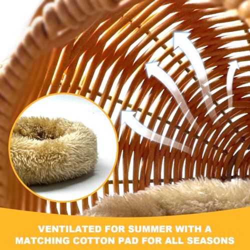 Suspended Bird Nest, Chew-Resistant Steel Frame, Breathable and Washable Small Bird Bed for Cage, Warm Nest for Canary, Lovebird, Budgie, Finch (Brown)