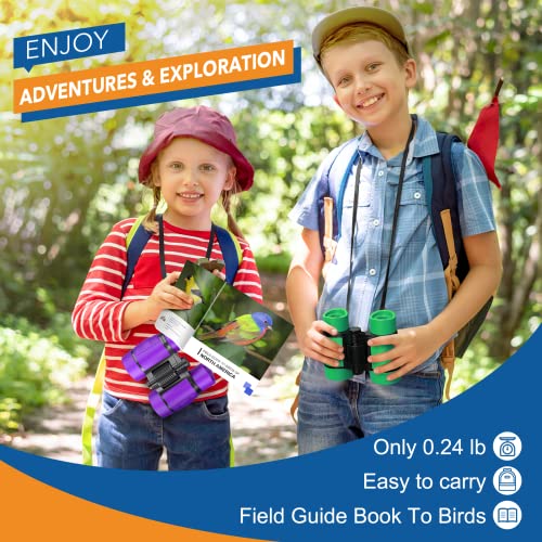 LET'S GO! Boy Toys Age 3-7 Kids Binoculars for Bird Watching|Hiking|Camping Toy for 3 4 5 6 7 Year Old Boy Girl Christmas Birthday Gifts Outdoor Travel Toys for Kid Boys Ages 3-6 Stocking Stuffers - color: Green